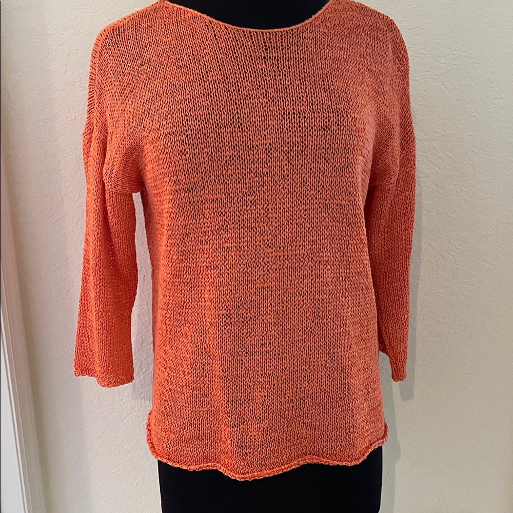 Eileen Fisher Bright Orange Crew Neck Sweater